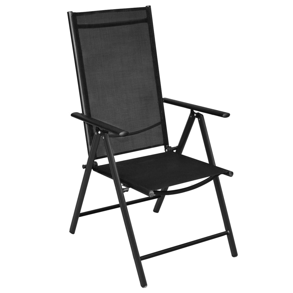 VidaXL Tuinstoelen inklapbaar 4 st aluminium en textileen zwart