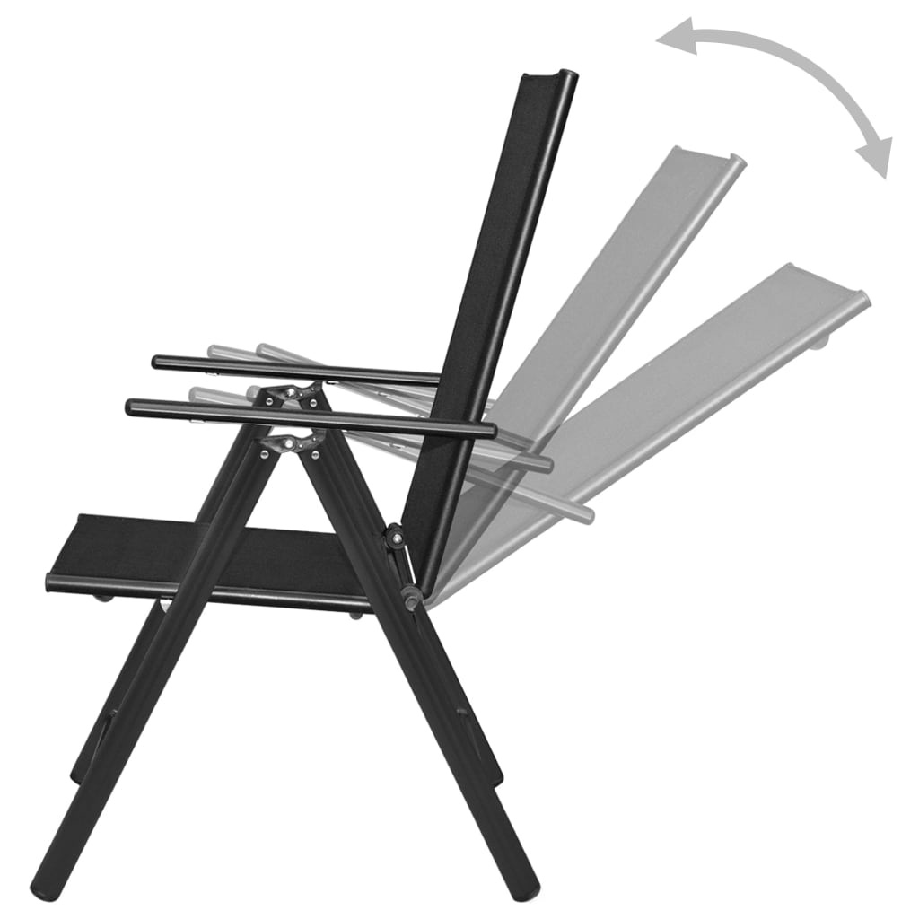 VidaXL Tuinstoelen inklapbaar 4 st aluminium en textileen zwart