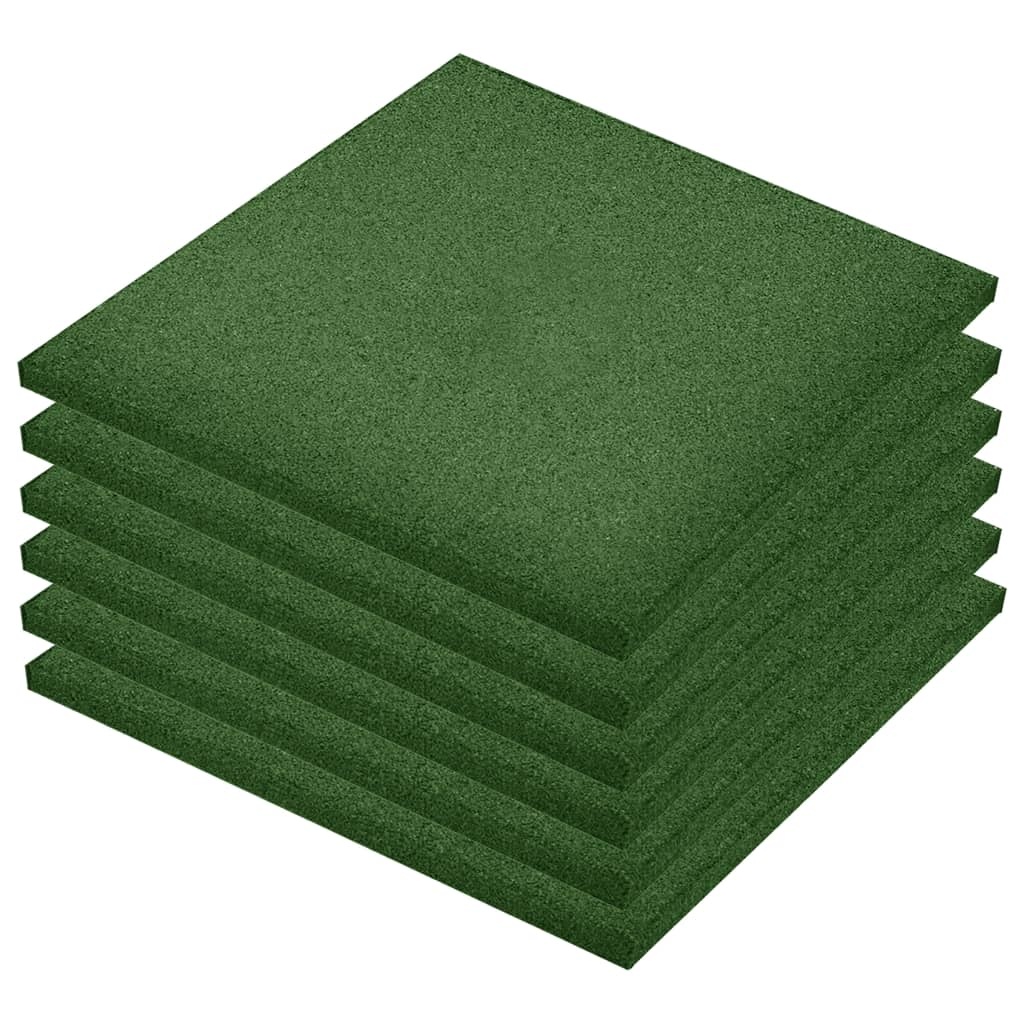 vidaXL Valtegels 6 st 50x50x3 cm rubber groen