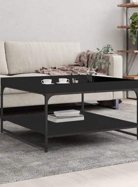 VidaXL Salontafel 80x80x45 cm bewerkt hout en ijzer zwart