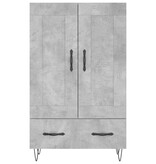 VidaXL Hoge kast 69,5x31x115 cm bewerkt hout betongrijs