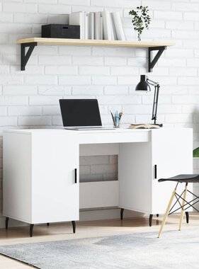 VidaXL Bureau 140x50x75 cm bewerkt hout wit