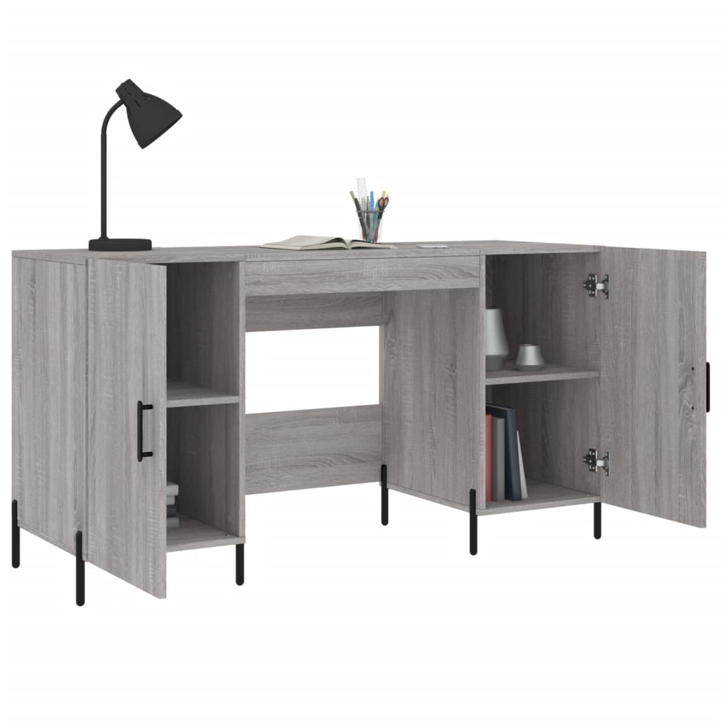 VidaXL Bureau 140x50x75 cm bewerkt hout grijs sonoma eikenkleurig