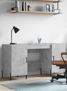 VidaXL Bureau 140x50x75 cm bewerkt hout betongrijs