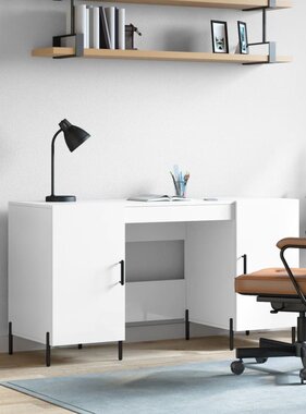 VidaXL Bureau 140x50x75 cm bewerkt hout hoogglans wit