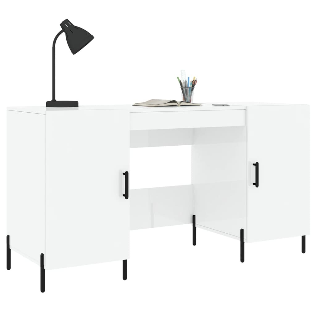 VidaXL Bureau 140x50x75 cm bewerkt hout hoogglans wit