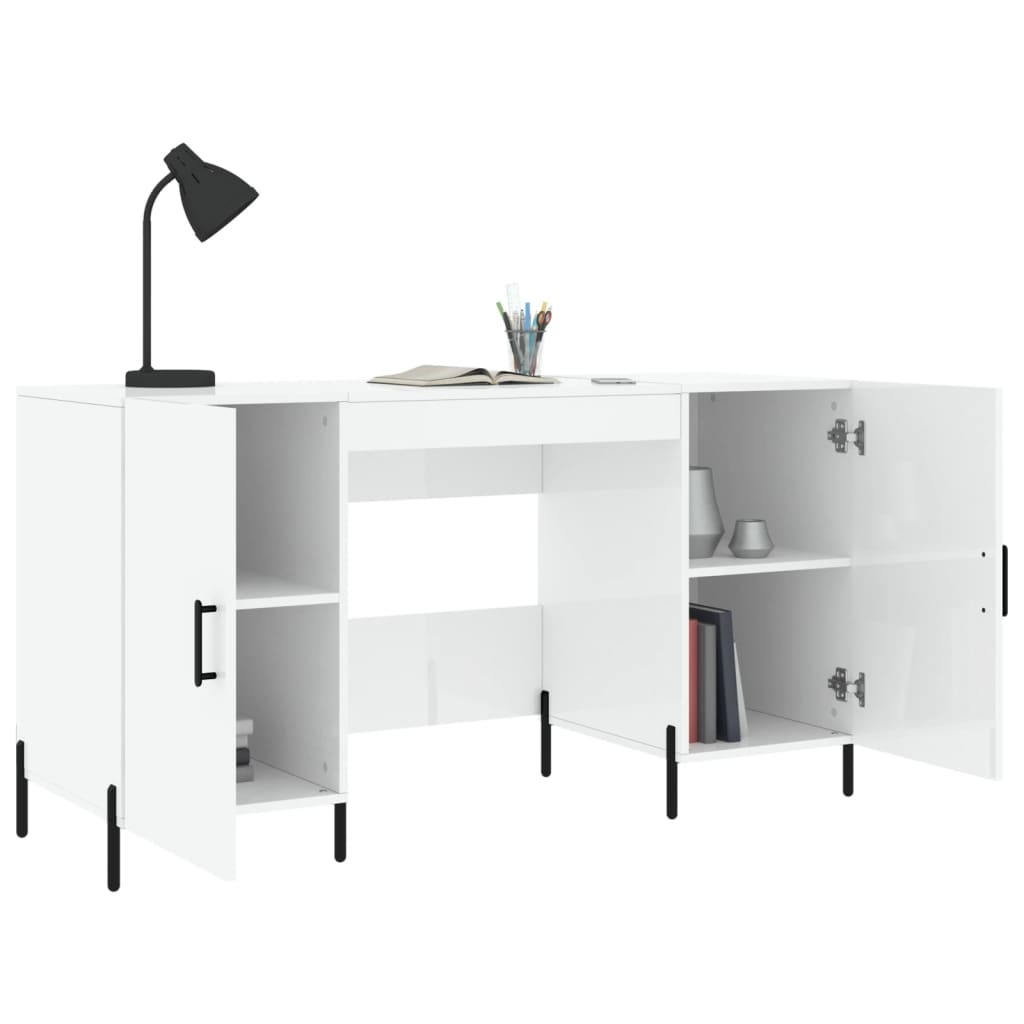 VidaXL Bureau 140x50x75 cm bewerkt hout hoogglans wit