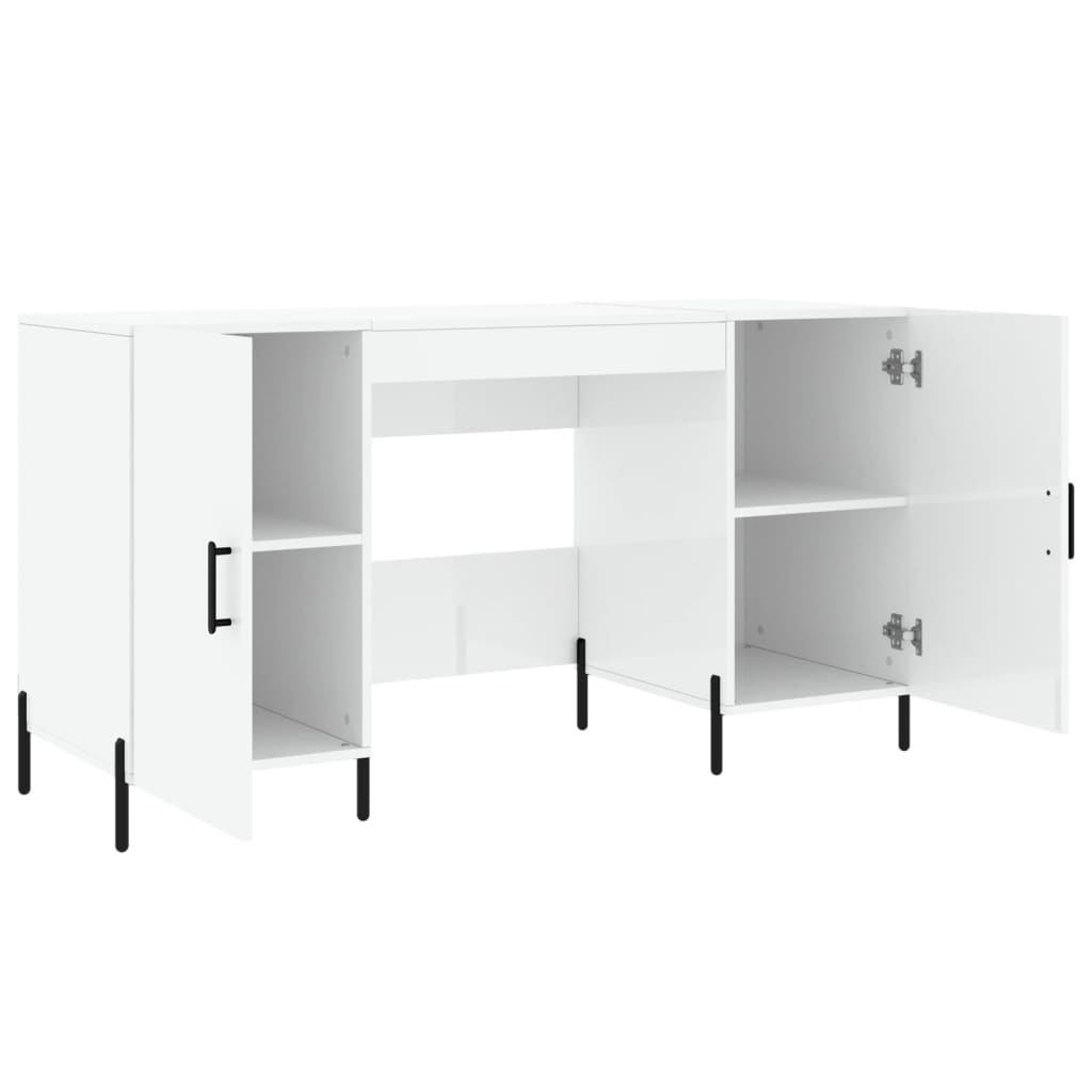 VidaXL Bureau 140x50x75 cm bewerkt hout hoogglans wit