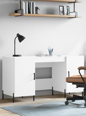 VidaXL Bureau 140x50x75 cm bewerkt hout wit