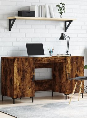 VidaXL Bureau 140x50x75 cm bewerkt hout gerookt eikenkleurig