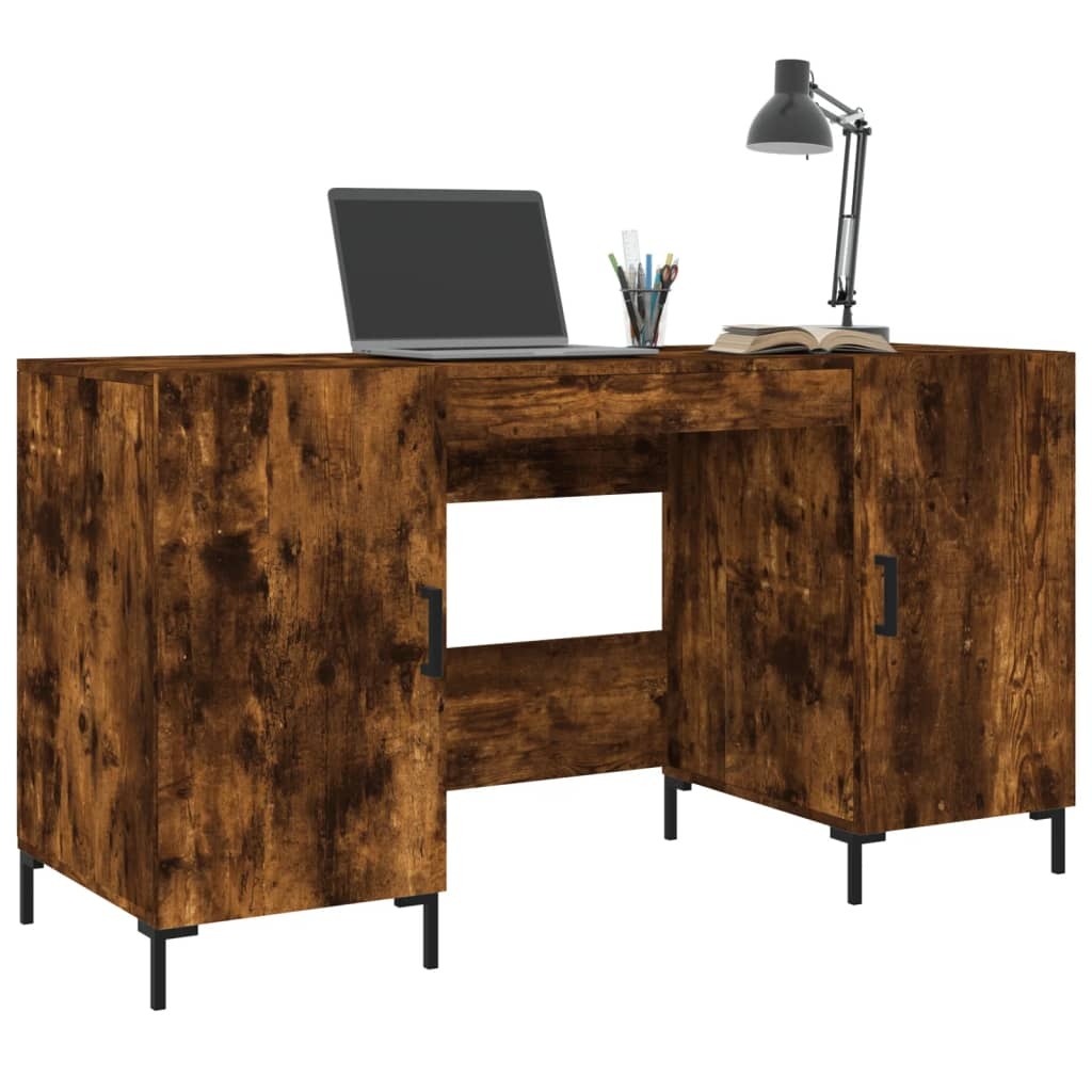 VidaXL Bureau 140x50x75 cm bewerkt hout gerookt eikenkleurig