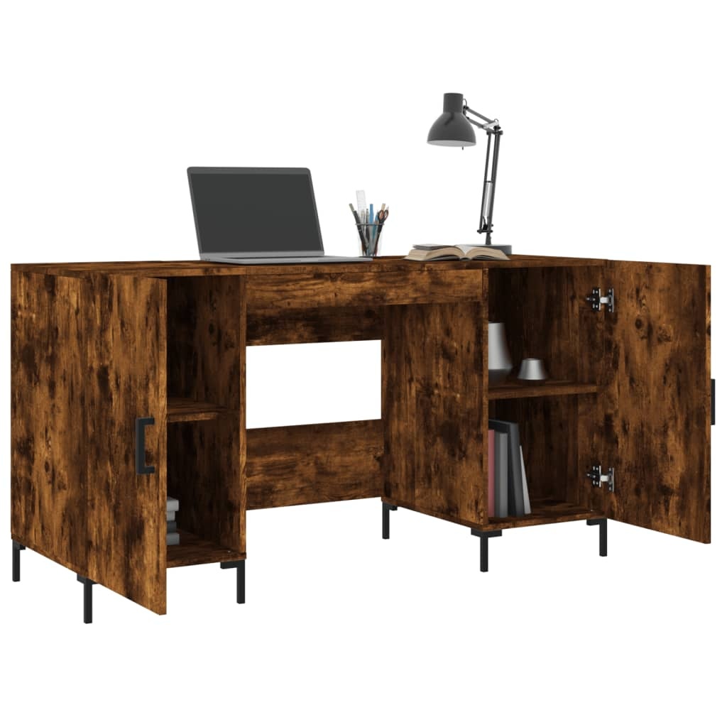 VidaXL Bureau 140x50x75 cm bewerkt hout gerookt eikenkleurig