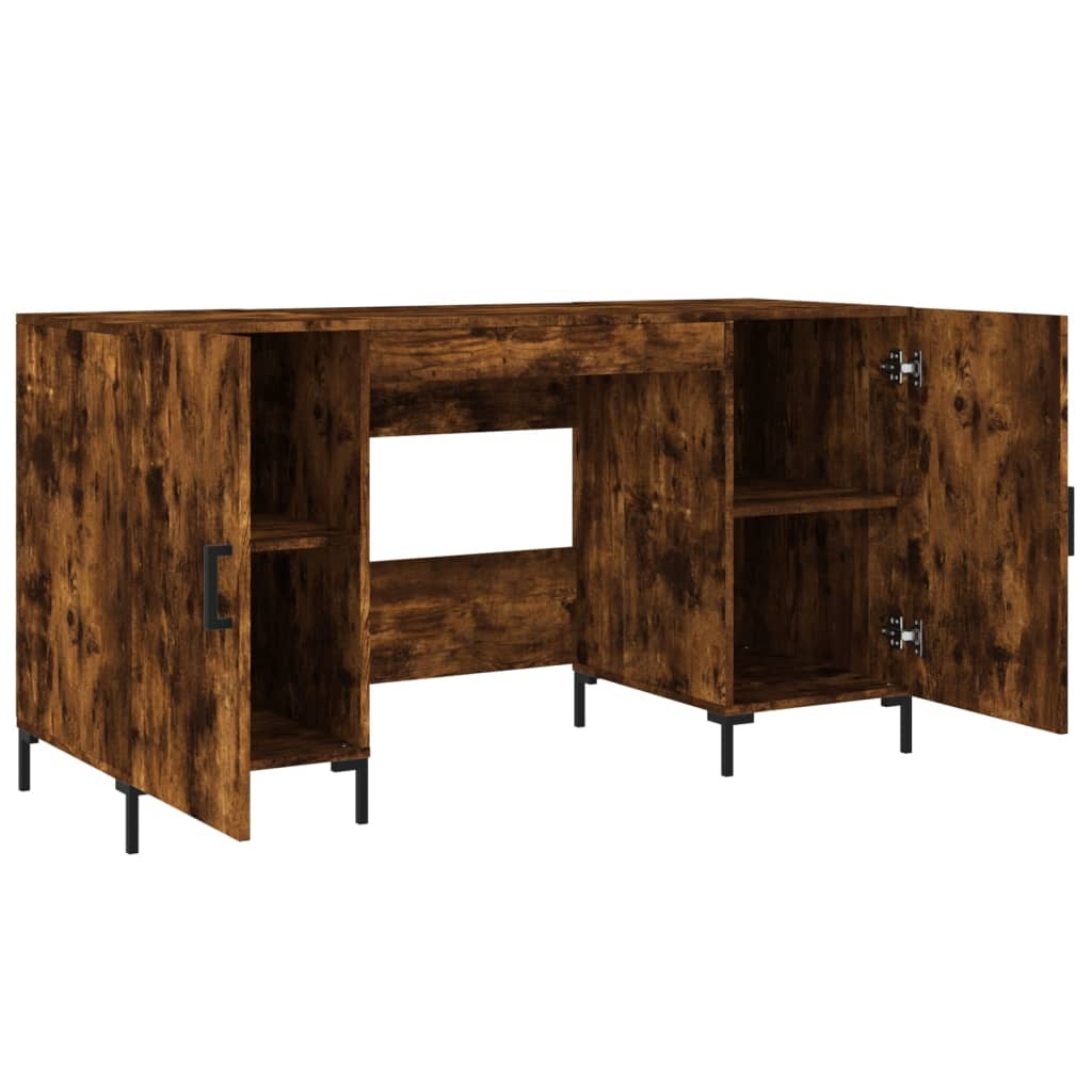 VidaXL Bureau 140x50x75 cm bewerkt hout gerookt eikenkleurig