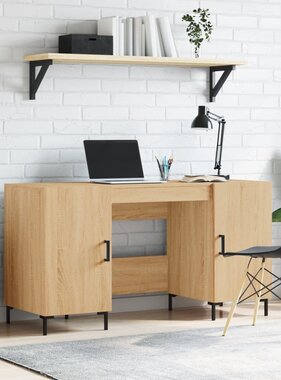 VidaXL Bureau 140x50x75 cm bewerkt hout sonoma eikenkleurig