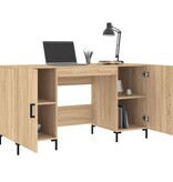 VidaXL Bureau 140x50x75 cm bewerkt hout sonoma eikenkleurig