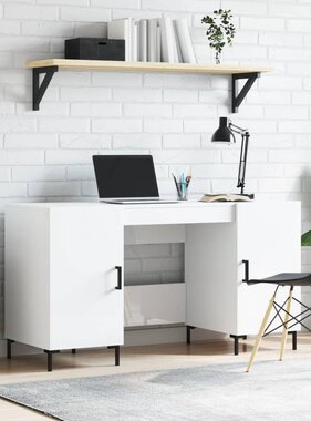 VidaXL Bureau 140x50x75 cm bewerkt hout hoogglans wit