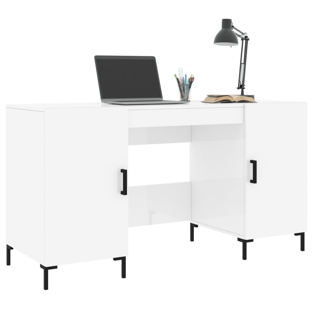 VidaXL Bureau 140x50x75 cm bewerkt hout hoogglans wit