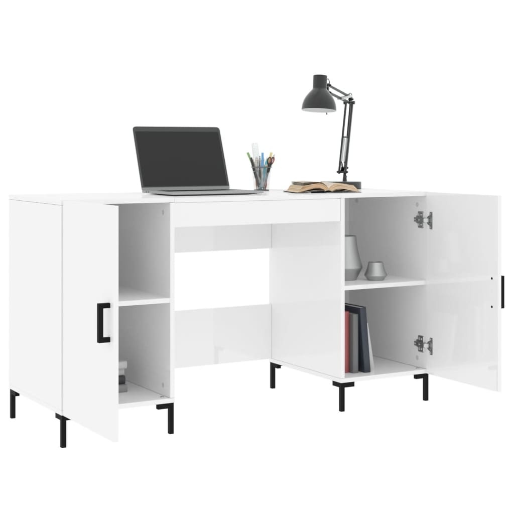 VidaXL Bureau 140x50x75 cm bewerkt hout hoogglans wit