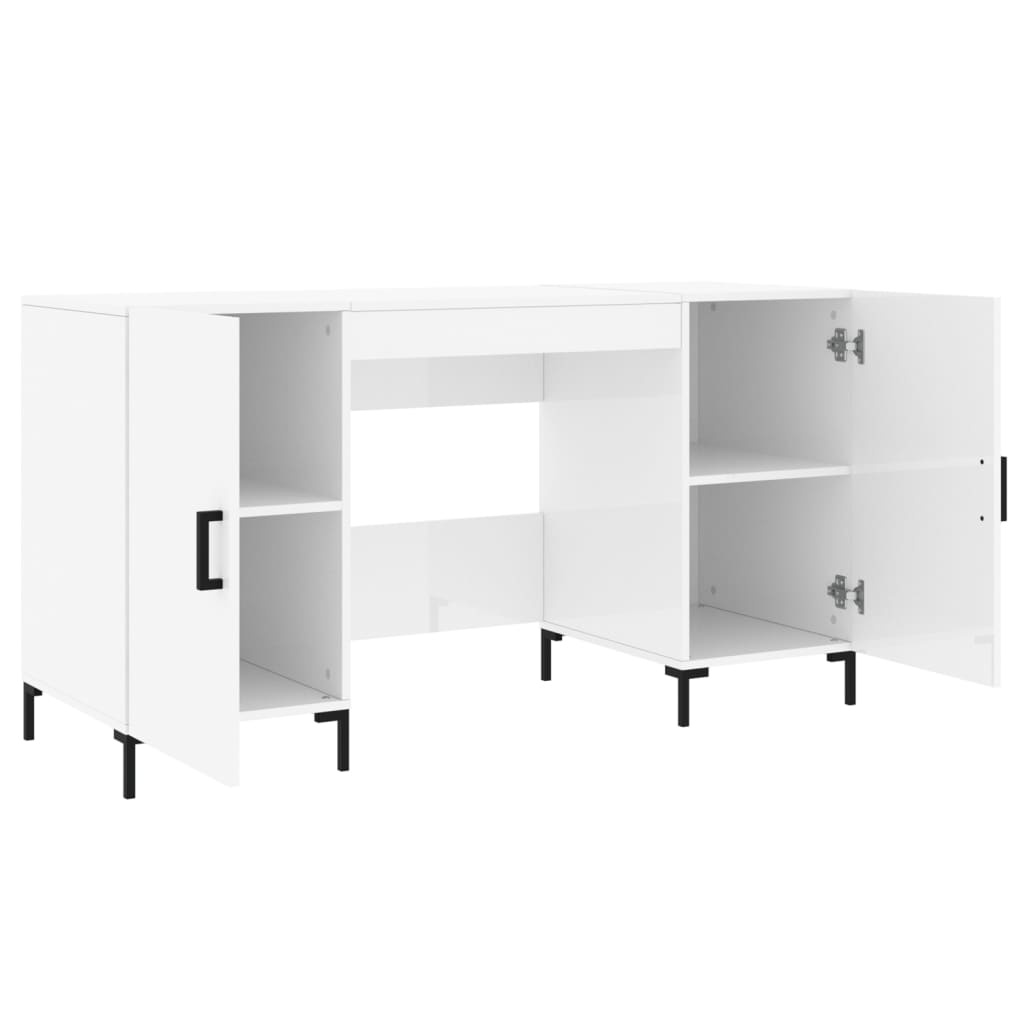 VidaXL Bureau 140x50x75 cm bewerkt hout hoogglans wit