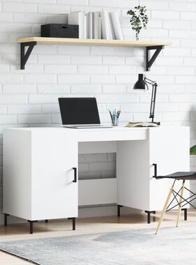 VidaXL Bureau 140x50x75 cm bewerkt hout wit