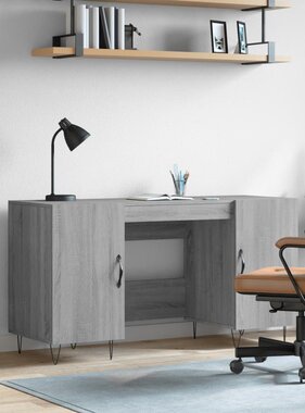 VidaXL Bureau 140x50x75 cm bewerkt hout grijs sonoma eikenkleurig