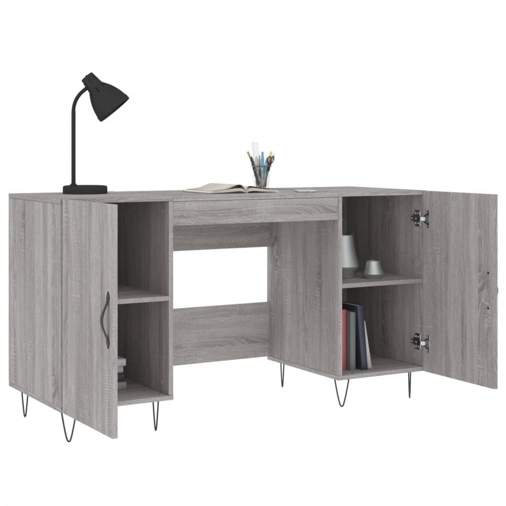 VidaXL Bureau 140x50x75 cm bewerkt hout grijs sonoma eikenkleurig