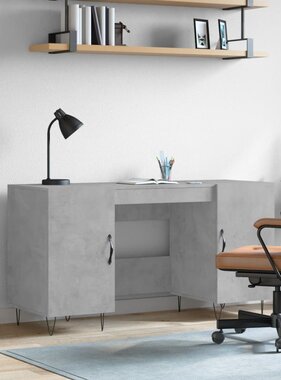 VidaXL Bureau 140x50x75 cm bewerkt hout betongrijs