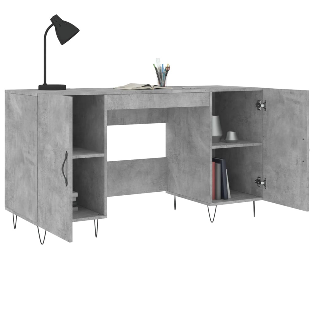 VidaXL Bureau 140x50x75 cm bewerkt hout betongrijs