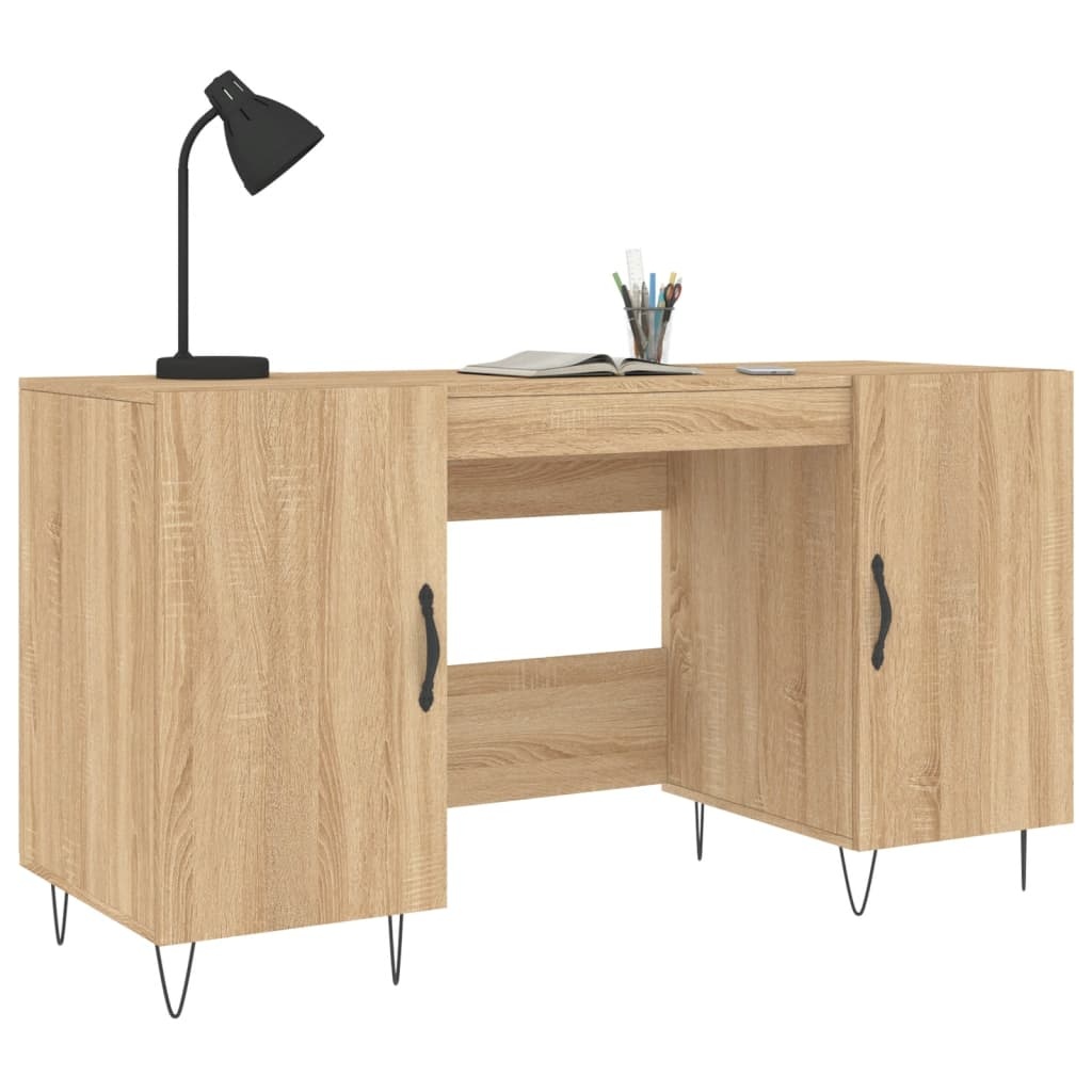 VidaXL Bureau 140x50x75 cm bewerkt hout sonoma eikenkleurig