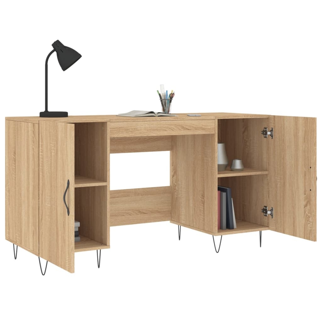 VidaXL Bureau 140x50x75 cm bewerkt hout sonoma eikenkleurig