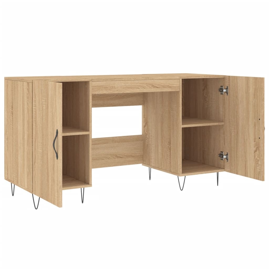 VidaXL Bureau 140x50x75 cm bewerkt hout sonoma eikenkleurig