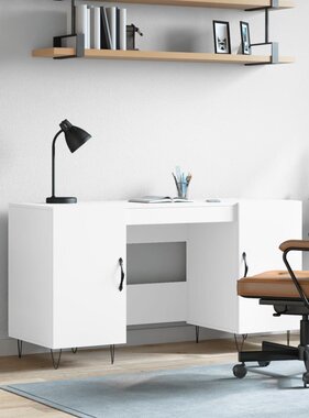 VidaXL Bureau 140x50x75 cm bewerkt hout wit