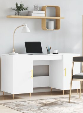 VidaXL Bureau 140x50x75 cm bewerkt hout wit