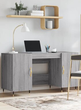 VidaXL Bureau 140x50x75 cm bewerkt hout grijs sonoma eikenkleurig