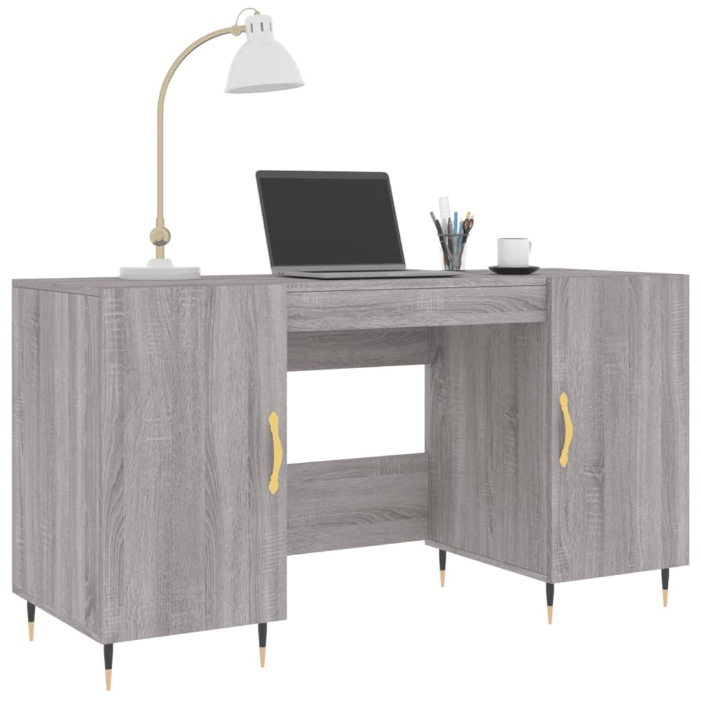 VidaXL Bureau 140x50x75 cm bewerkt hout grijs sonoma eikenkleurig