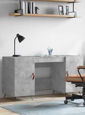 VidaXL Bureau 140x50x75 cm bewerkt hout betongrijs