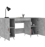 VidaXL Bureau 140x50x75 cm bewerkt hout betongrijs