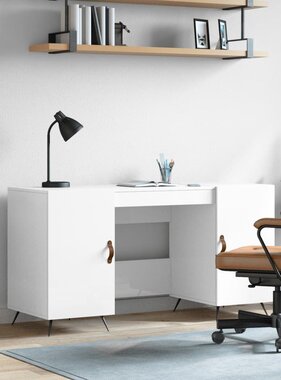 VidaXL Bureau 140x50x75 cm bewerkt hout hoogglans wit