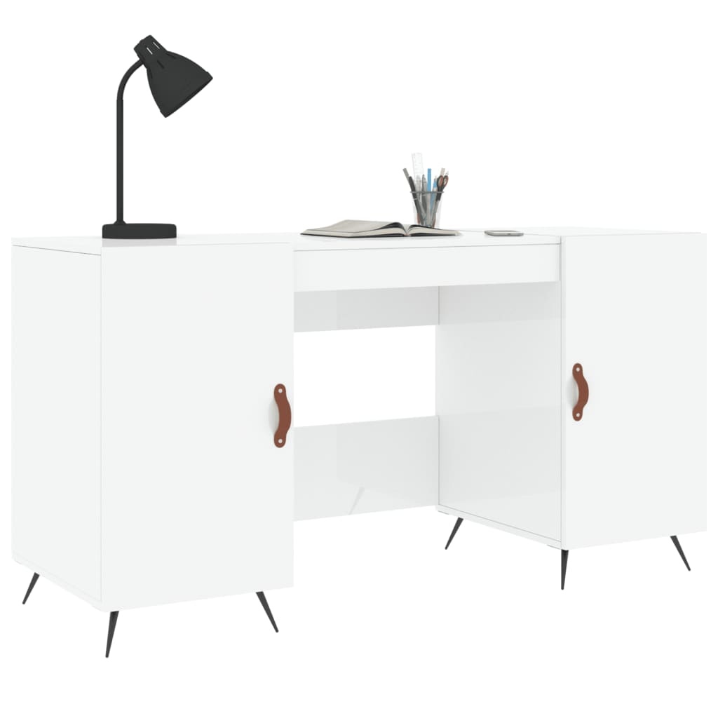 VidaXL Bureau 140x50x75 cm bewerkt hout hoogglans wit