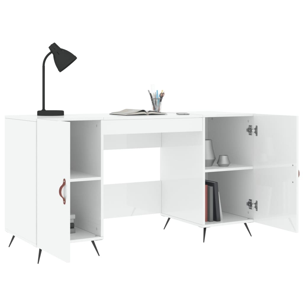 VidaXL Bureau 140x50x75 cm bewerkt hout hoogglans wit