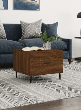 VidaXL Salontafel 50x50x40 cm bewerkt hout bruineikenkleurig