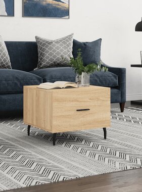VidaXL Salontafel 50x50x35 cm bewerkt hout sonoma eikenkleurig