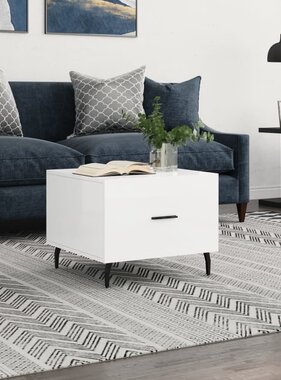VidaXL Salontafel 50x50x40 cm bewerkt hout hoogglans wit