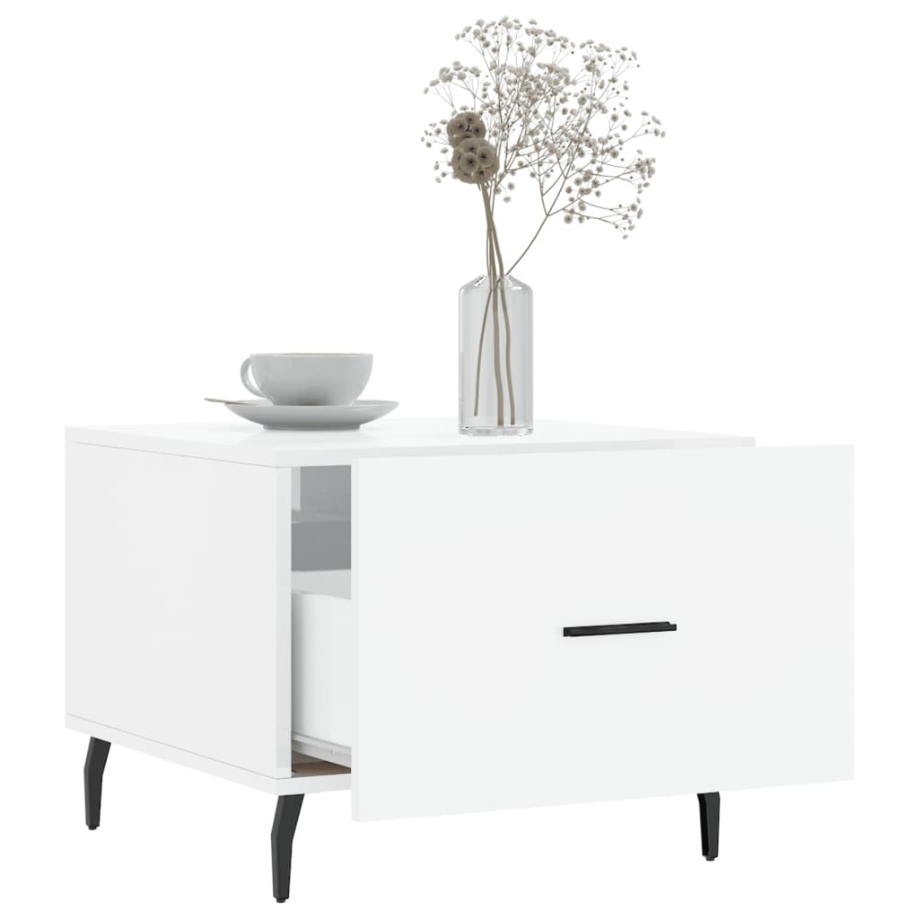 VidaXL Salontafel 50x50x40 cm bewerkt hout hoogglans wit