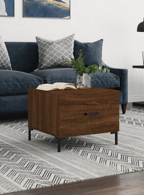 VidaXL Salontafel 50x50x40 cm bewerkt hout bruineikenkleurig