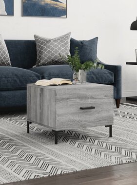 VidaXL Salontafel 50x50x40 cm bewerkt hout grijs sonoma eiken