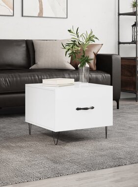 VidaXL Salontafel 50x50x40 cm bewerkt hout hoogglans wit