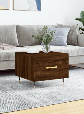 VidaXL Salontafel 50x50x40 cm bewerkt hout bruineikenkleurig