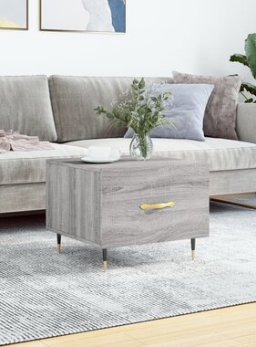 VidaXL Salontafel 50x50x40 cm bewerkt hout grijs sonoma eiken