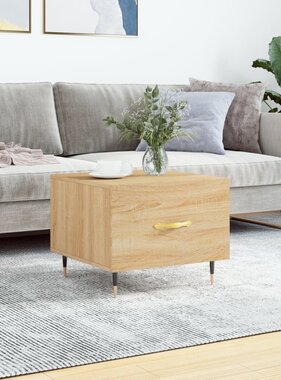 VidaXL Salontafel 50x50x35 cm bewerkt hout sonoma eikenkleurig